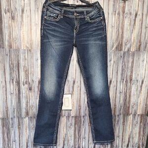 Silver Jeans Women's Suki Dark Blue Straight Leg Jeans Size 29x32
